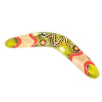 Бумеранг расписной дерево желтый (31,5х12х1 см)