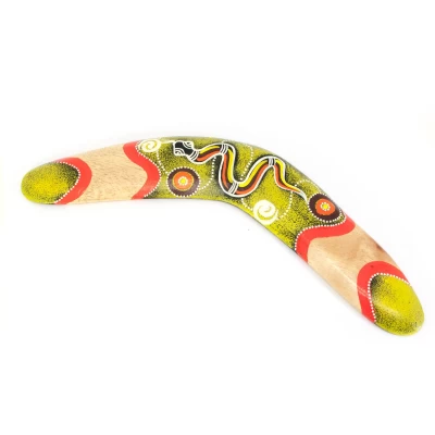 Бумеранг расписной дерево желтый (31,5х12х1 см)