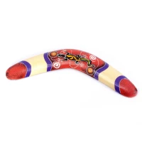 Бумеранг расписной дерево красный (31,5х12х1 см)