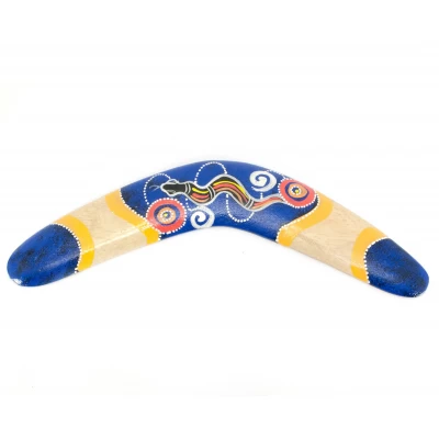 Бумеранг расписной дерево синий (31,5х12х1 см)