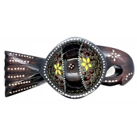 Братина Птица из цельного дерева  инкрустированная перламутром (34х16,5х6 см)D