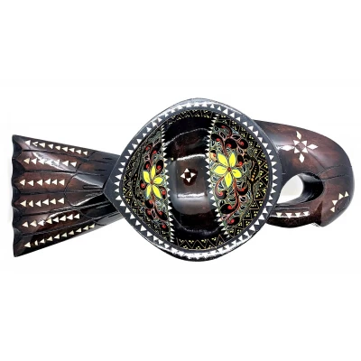 Братина Птица из цельного дерева инкрустированная перламутром (34х16,5х6 см)D Братина Птица из цельного дерева инкрустированная перламутром (34х16,5х6 см)D