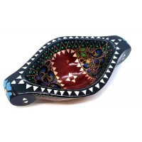 Братина Ладья из цельного дерева инкрустированная перламутром (16,5х10х3,5 см)D