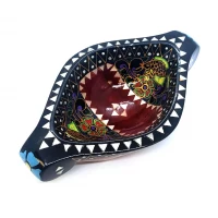 Братина Ладья из цельного дерева инкрустированная перламутром (16,5х10х3,5 см)L