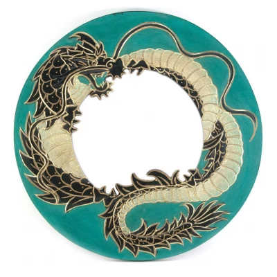 Зеркало мозаичное зеленый Дракон (d-30 cм)