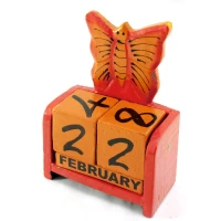 Вечный календарь Бабочка дерево красная(15х10х5 см)