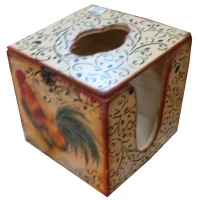 Салфетница кубик Петухи (14х14х14) сосна, липа