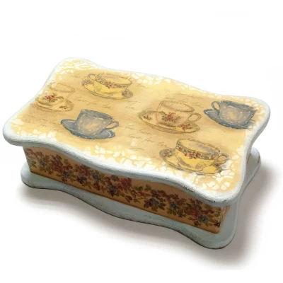 Шкатулка для чайных пакетов Чашки (26.5х15.5х9.5) ольха, липа, массива дерева Шкатулка для чайных пакетов Чашки (26.5х15.5х9.5) ольха, липа, массива дерева