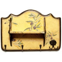 Ключница вешалка Оливка, с полкой, массив дерева (24х35 см.)