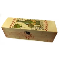 Футляр для бутылок с барменским ножом Бутылка Вина(массив дерева расписан вручную 36х11,5х11,5 см)