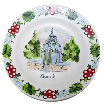 Тарелка Зеркальная струя расписано вручную (d-24 см) Тарелка Зеркальная струя расписано вручную (d-24 см)