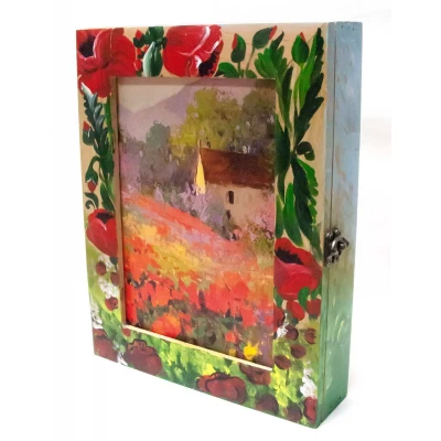 Ключница Маки массив дерева расписано вручную (25х19х6,5 см)