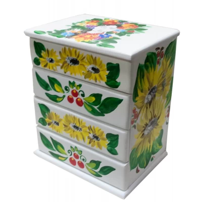 Шкатулка комод,Украинка с подсолнухами, белая, расписано вручную, массив дерева (22,5х15х26 см) Шкатулка комод,Украинка с подсолнухами, белая, расписано вручную, массив дерева (22,5х15х26 см)