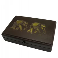 Футляр для бокалов резной Слоны массив дерева (31х20х7,5 см)