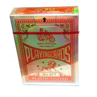 Карты игральные пластиковое покрытие красная рубашка(9х6,5х1,7 см)