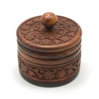 Шкатулка круглая розовое дерево (d-10,h-8,5 см)(4)