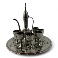Сервиз бронзовый цветной, поднос, 6 рюмок 50мл., кувшин 250мл)(h-8 см поднос d-30)