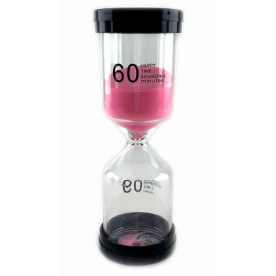 Часы песочные 60 мин розовый песок (13х5,5х5,5 см)
