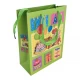 Пакет подарочный картонный с аппликацией Happy Birthday зеленый (18х23х8 см)