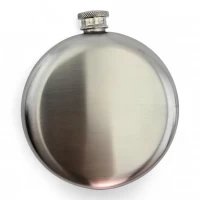 Фляга из нержавеющей стали 240 мл, круглая, серебристая (12,5х11х3 см)