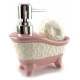 Диспенсер для мыла с мочалкой Ванна розовый(14х14х7 см)