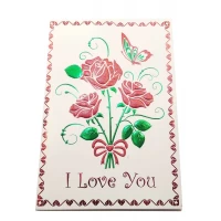 Открытка  с конвертом I Love You! Букет 3д (19х13 см)
