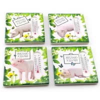 Магнит на холодильник Свинка с термометром  (7,5х7,5х1 см)