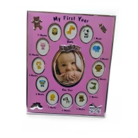 Фоторамка на 13 фото Альбом новорожденного розовый (фото 8,6х10,5 см 3,8х5,1 см)(30х25х1,5см)
