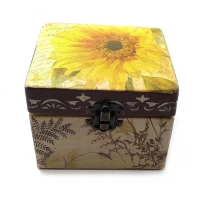 Шкатулка  Подсолнух (11х11х9 см) массив дерева