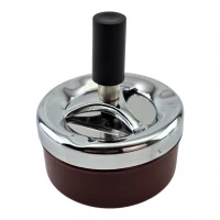 Пепельница с крышкой Юла коричневая (d-8 см h-9 см)