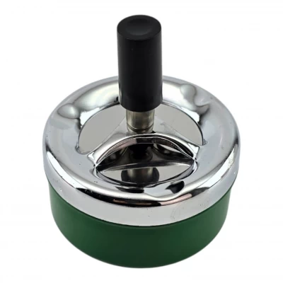 Пепельница с крышкой Юла зеленая (d-8 см h-9 см)