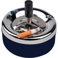 Пепельница с крышкой Юла темно синяя (d-8 см h-9 см)