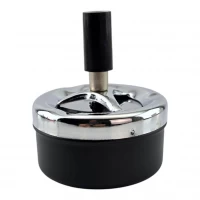 Пепельница с крышкой Юла черная (d-8 см h-9 см)