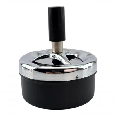 Пепельница с крышкой Юла черная (d-8 см h-9 см)