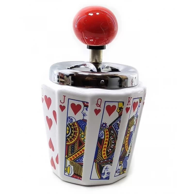 Пепельница с крышкой керамическая Червы (14,5х9х9 см)