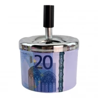 Пепельница с крышкой металлическая 20 Евро (d-9.5 см h-12 см)