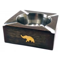 Пепельница деревянная квадратная Слон (10х10х4 см)