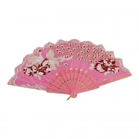 Веер  Павлины розовый (23 см)