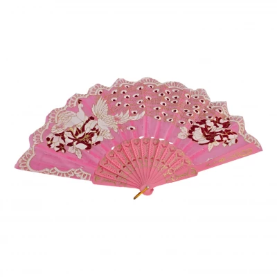 Веер  Павлины розовый (23 см)