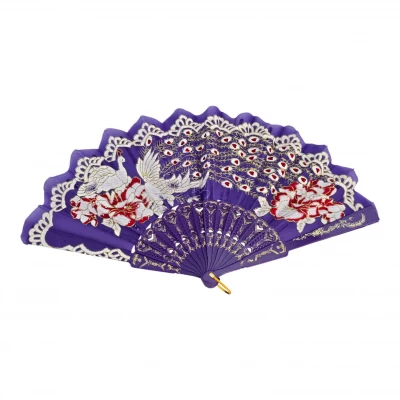 Веер  Павлины фиолетовый (23 см)