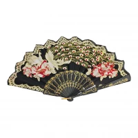 Веер  Павлины черный (23 см)