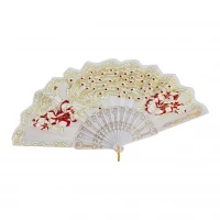 Веер  Павлины белый (23 см)