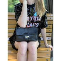 Сумочка из кожи питона  (20х14х8 см) черная