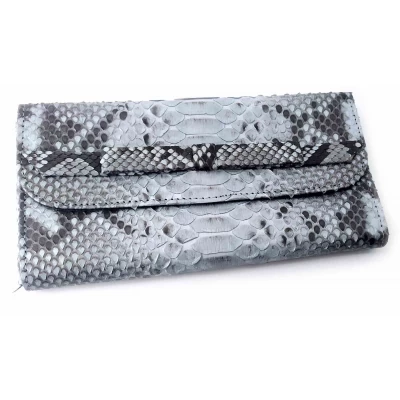 Кошелек из кожи питона  (20х10х2 см) серый