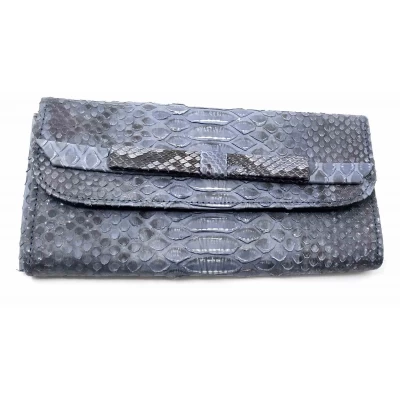 Кошелек  из кожи питона  (20х10х2 см) сине -серый