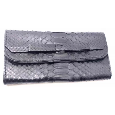 Кошелек из кожи питона  (20х10х2 см) черный лак
