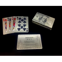 Карты игральные пластиковые 100 долларов серебро (9х6х2 см)