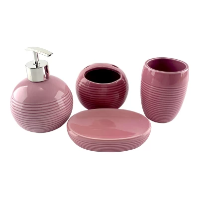 Набор для ванной  керамический розовый (17х14х10 см)