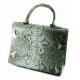 Сумочка из кожи питона серо-бирюзовая с замочком (25х27х11 см)