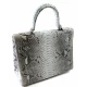 Сумочка из кожи питона серо-бирюзовая с замочком (25х27х11 см)